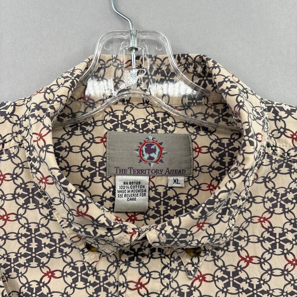 Territory Ahead Shirt Mens XL Button Down Cowboy Western Barbed Wire Pattern VTG - Picture 4 of 11